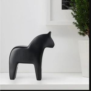 Ikea FINANSIELL Decoration Small Nordic Dala Horse, 4" x 5" Wood Black